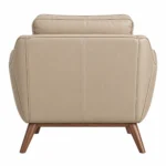 Povaro Beige Leather Armchair with Walnut Legs - Image 2