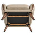 Povaro Beige Leather Armchair with Walnut Legs - Image 4
