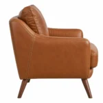 Povaro Leather Lounge Chair with Tapered Wooden Legs - Image 3